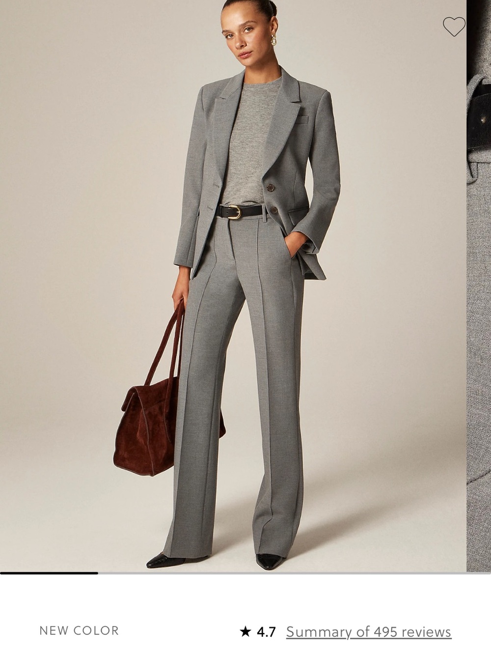 J. Crew Natalia Gray Tailored straight-Leg Trousers